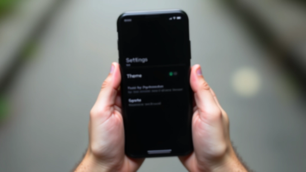 Mobile phone screen showing system settings with dark mode toggle enabled, user preference settings visible